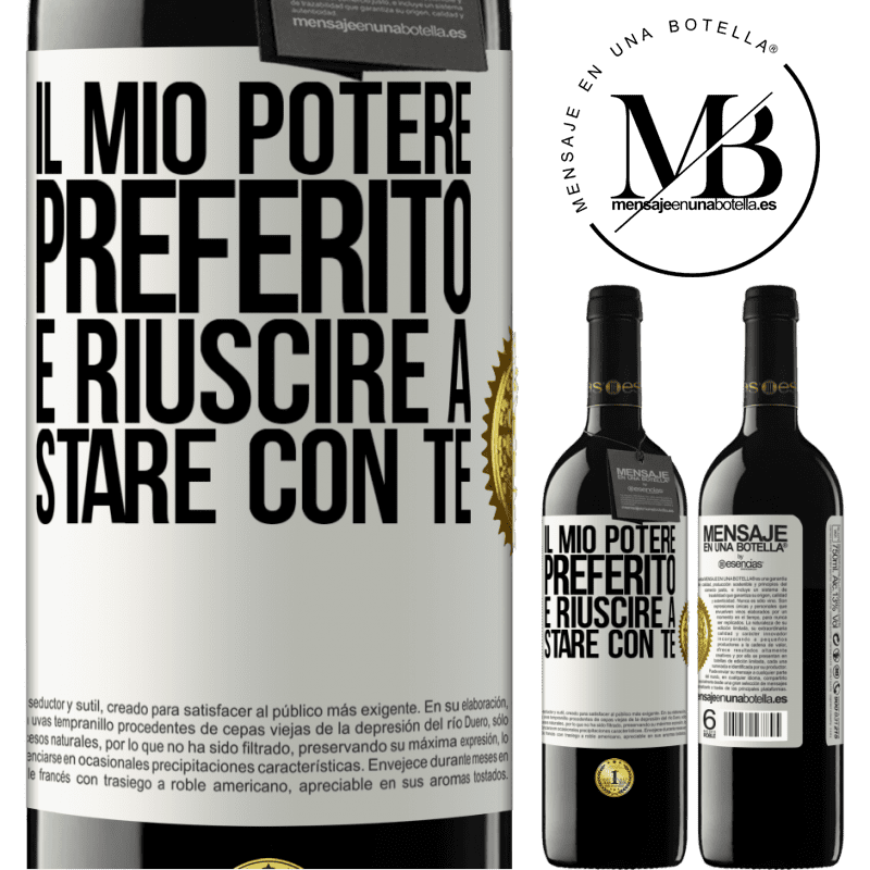 39,95 € Spedizione Gratuita | Vino rosso Edizione RED MBE Riserva Il mio potere preferito è riuscire a stare con te Etichetta Bianca. Etichetta personalizzabile Riserva 12 Mesi Raccogliere 2016 Tempranillo