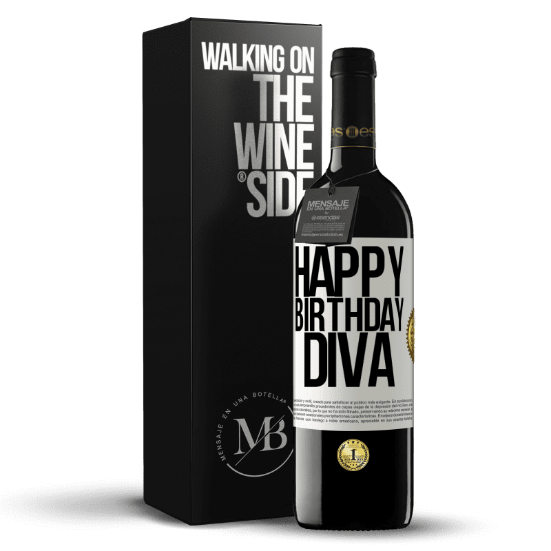 39,95 € Free Shipping | Red Wine RED Edition MBE Reserve Happy birthday Diva White Label. Customizable label Reserve 12 Months Harvest 2016 Tempranillo