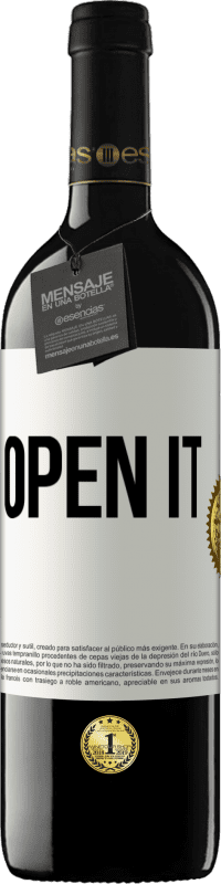 39,95 € | Red Wine RED Edition MBE Reserve Open it White Label. Customizable label Reserve 12 Months Harvest 2016 Tempranillo