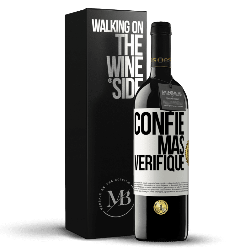 39,95 € Envio grátis | Vinho tinto Edição RED MBE Reserva Confie, mas verifique Etiqueta Branca. Etiqueta personalizável Reserva 12 Meses Colheita 2014 Tempranillo