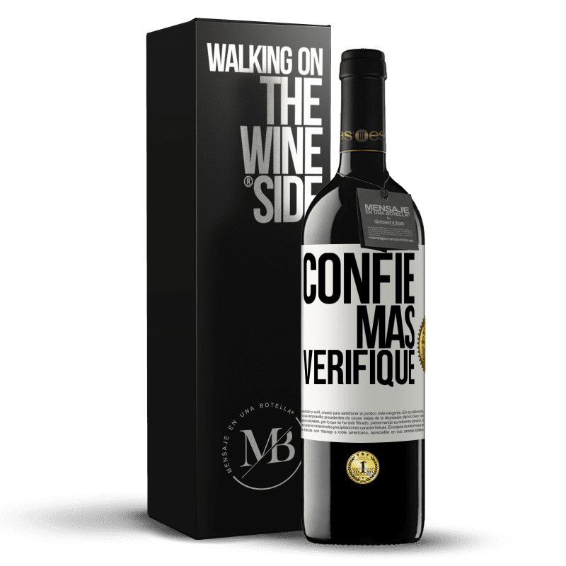 39,95 € Envio grátis | Vinho tinto Edição RED MBE Reserva Confie, mas verifique Etiqueta Branca. Etiqueta personalizável Reserva 12 Meses Colheita 2016 Tempranillo