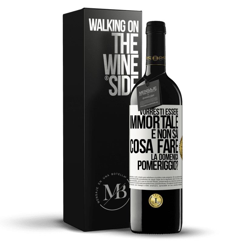 39,95 € Spedizione Gratuita | Vino rosso Edizione RED MBE Riserva Vorresti essere immortale e non sai cosa fare la domenica pomeriggio? Etichetta Bianca. Etichetta personalizzabile Riserva 12 Mesi Raccogliere 2014 Tempranillo