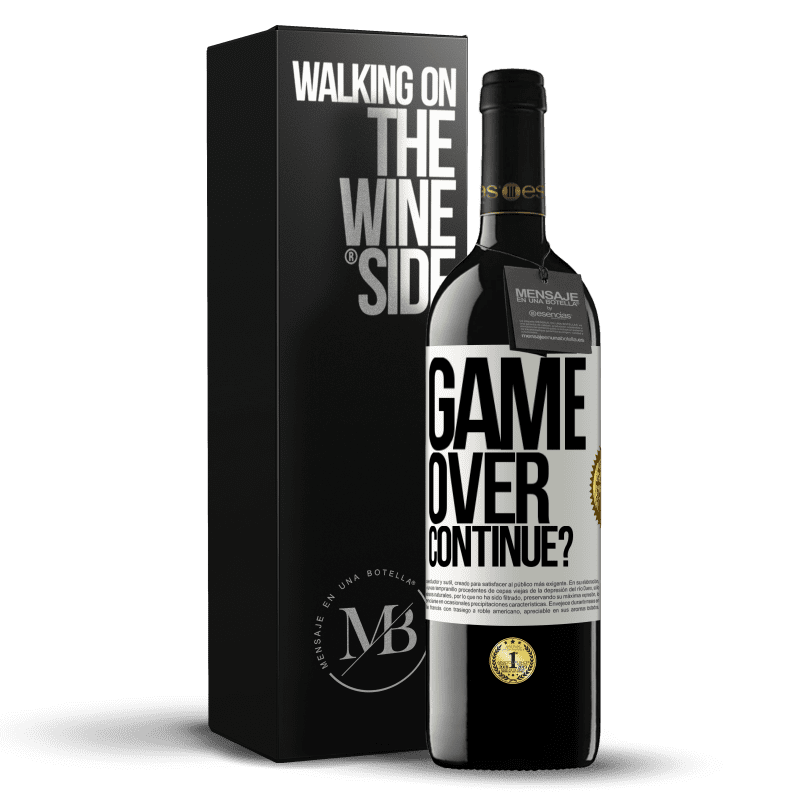 39,95 € Envío gratis | Vino Tinto Edición RED MBE Reserva GAME OVER. Continue? Etiqueta Blanca. Etiqueta personalizable Reserva 12 Meses Cosecha 2014 Tempranillo