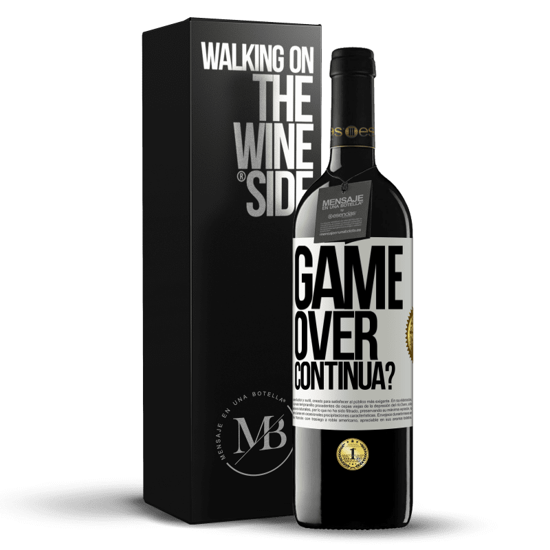 39,95 € Spedizione Gratuita | Vino rosso Edizione RED MBE Riserva GAME OVER. Continua? Etichetta Bianca. Etichetta personalizzabile Riserva 12 Mesi Raccogliere 2014 Tempranillo