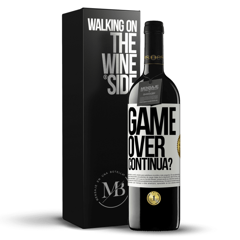 39,95 € Spedizione Gratuita | Vino rosso Edizione RED MBE Riserva GAME OVER. Continua? Etichetta Bianca. Etichetta personalizzabile Riserva 12 Mesi Raccogliere 2016 Tempranillo
