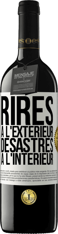 Envoi gratuit | Vin rouge Édition RED MBE Réserve Rires à l'extérieur, désastres à l'intérieur Étiquette Blanche. Étiquette personnalisable Réserve 12 Mois Récolte 2014 Tempranillo