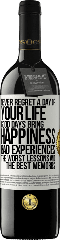39,95 € Free Shipping | Red Wine RED Edition MBE Reserve Never regret a day of your life. Good days bring happiness, bad experiences, the worst lessons and the best memories White Label. Customizable label Reserve 12 Months Harvest 2016 Tempranillo