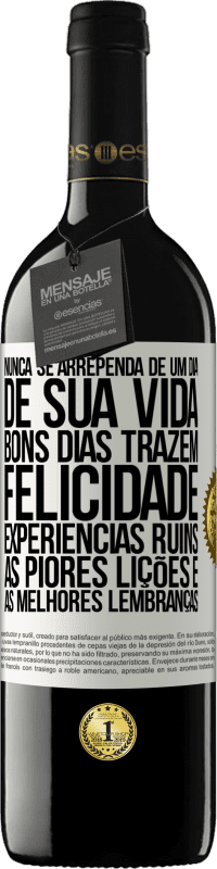 Envio grátis | Vinho tinto Edição RED MBE Reserva Nunca se arrependa de um dia de sua vida. Bons dias trazem felicidade, experiências ruins, as piores lições e as melhores Etiqueta Branca. Etiqueta personalizável Reserva 12 Meses Colheita 2014 Tempranillo