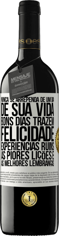 «Nunca se arrependa de um dia de sua vida. Bons dias trazem felicidade, experiências ruins, as piores lições e as melhores» Edição RED MBE Reserva