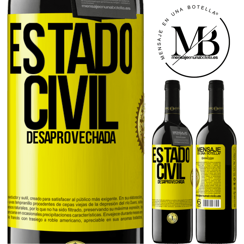 39,95 € Envío gratis | Vino Tinto Edición RED MBE Reserva Estado civil: desaprovechada Etiqueta Amarilla. Etiqueta personalizable Reserva 12 Meses Cosecha 2014 Tempranillo