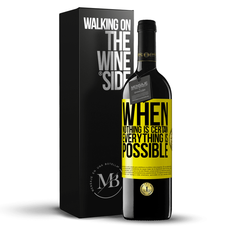 39,95 € Free Shipping | Red Wine RED Edition MBE Reserve When nothing is certain, everything is possible Yellow Label. Customizable label Reserve 12 Months Harvest 2014 Tempranillo