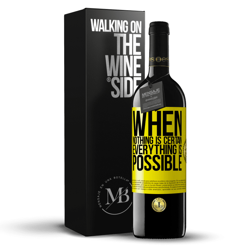 39,95 € Free Shipping | Red Wine RED Edition MBE Reserve When nothing is certain, everything is possible Yellow Label. Customizable label Reserve 12 Months Harvest 2015 Tempranillo