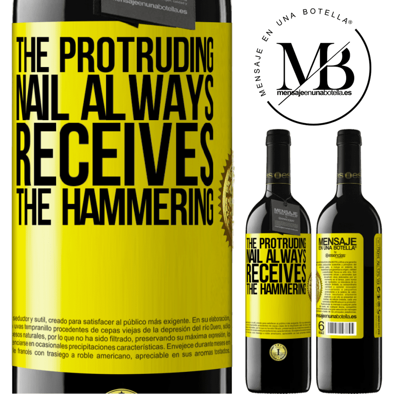 24,95 € Free Shipping | Red Wine RED Edition Crianza 6 Months The protruding nail always receives the hammering Yellow Label. Customizable label Aging in oak barrels 6 Months Harvest 2019 Tempranillo