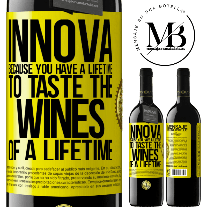 24,95 € Free Shipping | Red Wine RED Edition Crianza 6 Months Innova, because you have a lifetime to taste the wines of a lifetime Yellow Label. Customizable label Aging in oak barrels 6 Months Harvest 2019 Tempranillo