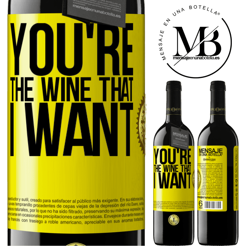 39,95 € Spedizione Gratuita | Vino rosso Edizione RED MBE Riserva You're the wine that I want Etichetta Gialla. Etichetta personalizzabile Riserva 12 Mesi Raccogliere 2015 Tempranillo