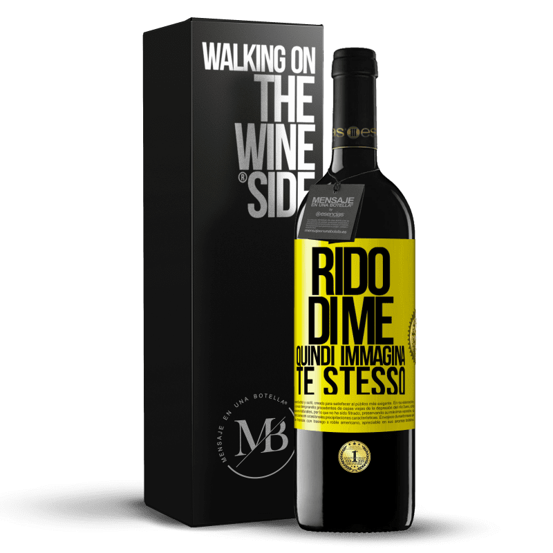 39,95 € Spedizione Gratuita | Vino rosso Edizione RED MBE Riserva Rido di me, quindi immagina te stesso Etichetta Gialla. Etichetta personalizzabile Riserva 12 Mesi Raccogliere 2015 Tempranillo