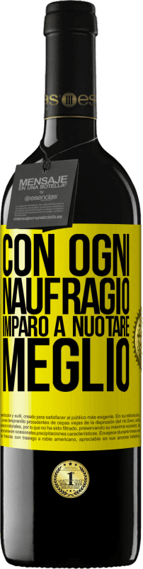 39,95 € | Vino rosso Edizione RED MBE Riserva Con ogni naufragio imparo a nuotare meglio Etichetta Gialla. Etichetta personalizzabile Riserva 12 Mesi Raccogliere 2015 Tempranillo