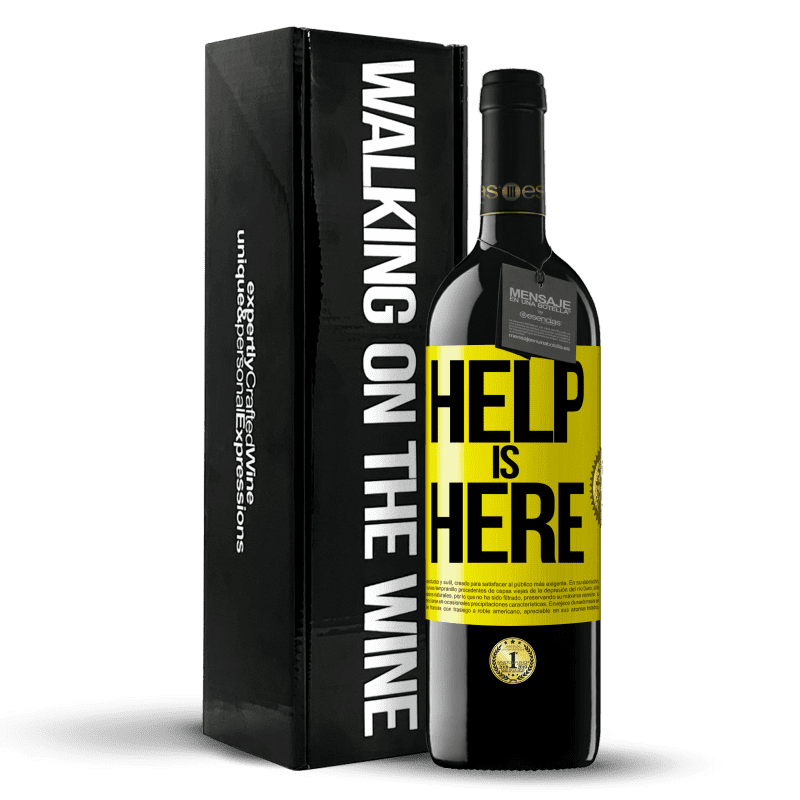 39,95 € Envío gratis | Vino Tinto Edición RED MBE Reserva Help is Here Etiqueta Amarilla. Etiqueta personalizable Reserva 12 Meses Cosecha 2015 Tempranillo