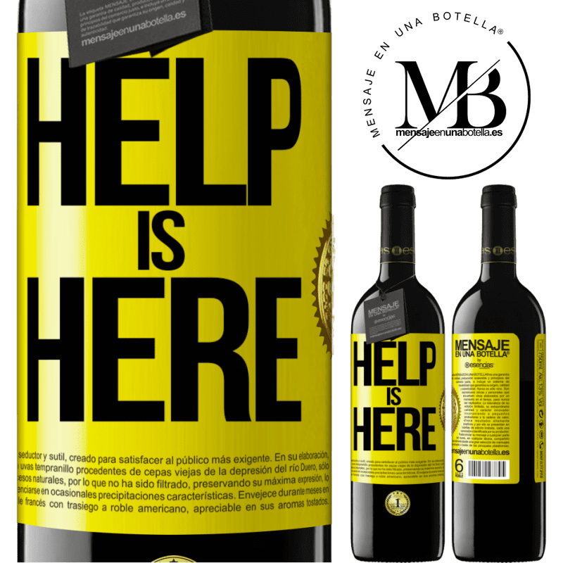 39,95 € Envio grátis | Vinho tinto Edição RED MBE Reserva Help is Here Etiqueta Amarela. Etiqueta personalizável Reserva 12 Meses Colheita 2015 Tempranillo