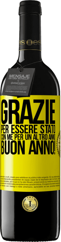 Spedizione Gratuita | Vino rosso Edizione RED MBE Riserva Grazie per essere stato con me per un altro anno. Buon anno! Etichetta Gialla. Etichetta personalizzabile Riserva 12 Mesi Raccogliere 2014 Tempranillo