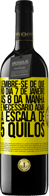 39,95 € Envio grátis | Vinho tinto Edição RED MBE Reserva Lembre-se de que, no dia 7 de janeiro, às 8 da manhã, é necessário adiar a escala de 5 quilos Etiqueta Amarela. Etiqueta personalizável Reserva 12 Meses Colheita 2016 Tempranillo