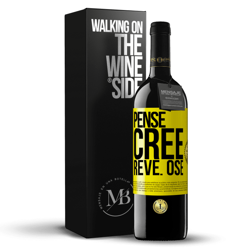 39,95 € Envoi gratuit | Vin rouge Édition RED MBE Réserve Pense. Crée. Rêve. Ose Étiquette Jaune. Étiquette personnalisable Réserve 12 Mois Récolte 2015 Tempranillo