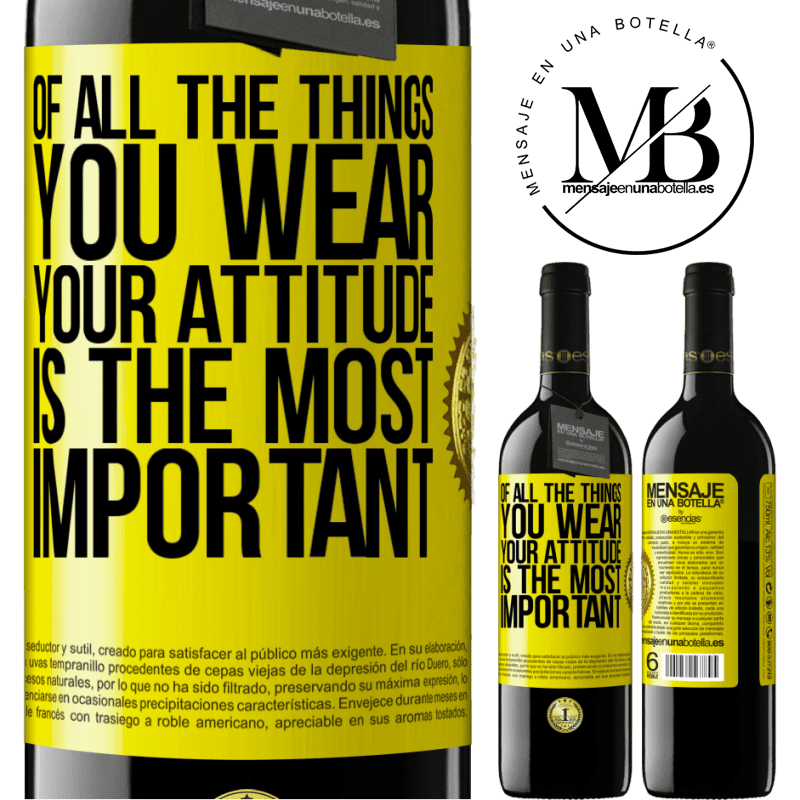24,95 € Free Shipping | Red Wine RED Edition Crianza 6 Months Of all the things you wear, your attitude is the most important Yellow Label. Customizable label Aging in oak barrels 6 Months Harvest 2019 Tempranillo