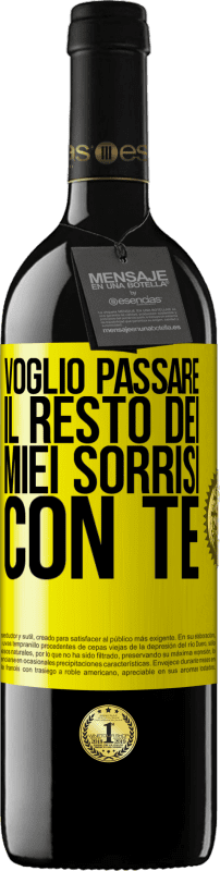 39,95 € Spedizione Gratuita | Vino rosso Edizione RED MBE Riserva Voglio passare il resto dei miei sorrisi con te Etichetta Gialla. Etichetta personalizzabile Riserva 12 Mesi Raccogliere 2015 Tempranillo