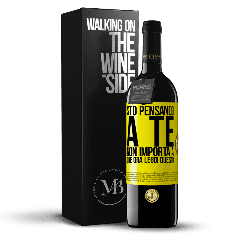 39,95 € Spedizione Gratuita | Vino rosso Edizione RED MBE Riserva Sto pensando a te ... Non importa a che ora leggi questo Etichetta Gialla. Etichetta personalizzabile Riserva 12 Mesi Raccogliere 2015 Tempranillo