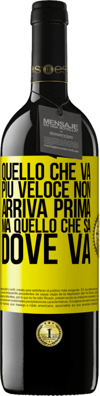 Spedizione Gratuita | Vino rosso Edizione RED MBE Riserva Quello che va più veloce non arriva prima, ma quello che sa dove va Etichetta Gialla. Etichetta personalizzabile Riserva 12 Mesi Raccogliere 2014 Tempranillo