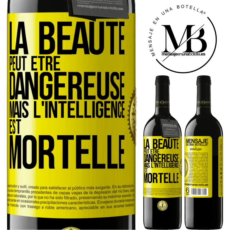 39,95 € Envoi gratuit | Vin rouge Édition RED MBE Réserve La beauté peut être dangereuse, mais l'intelligence est mortelle Étiquette Jaune. Étiquette personnalisable Réserve 12 Mois Récolte 2015 Tempranillo