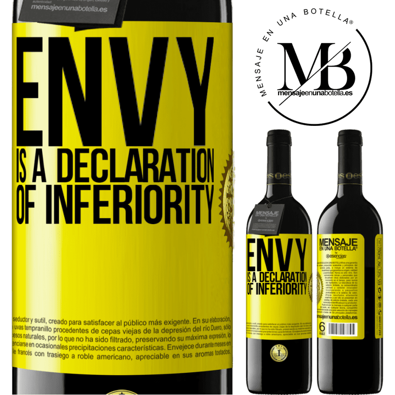 24,95 € Free Shipping | Red Wine RED Edition Crianza 6 Months Envy is a declaration of inferiority Yellow Label. Customizable label Aging in oak barrels 6 Months Harvest 2019 Tempranillo