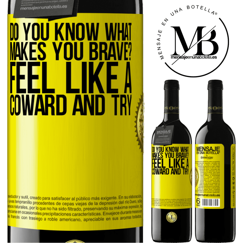 24,95 € Free Shipping | Red Wine RED Edition Crianza 6 Months do you know what makes you brave? Feel like a coward and try Yellow Label. Customizable label Aging in oak barrels 6 Months Harvest 2019 Tempranillo