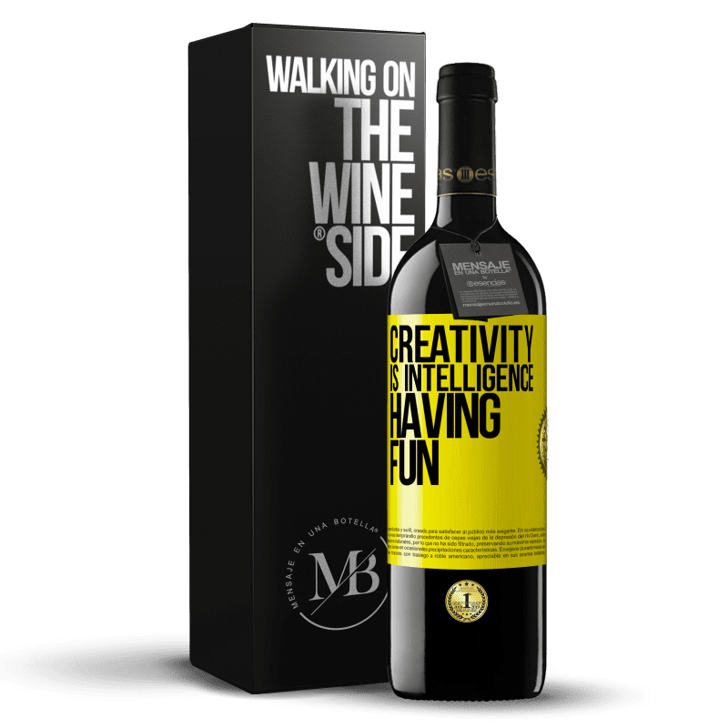 39,95 € Free Shipping | Red Wine RED Edition MBE Reserve Creativity is intelligence having fun Yellow Label. Customizable label Reserve 12 Months Harvest 2014 Tempranillo