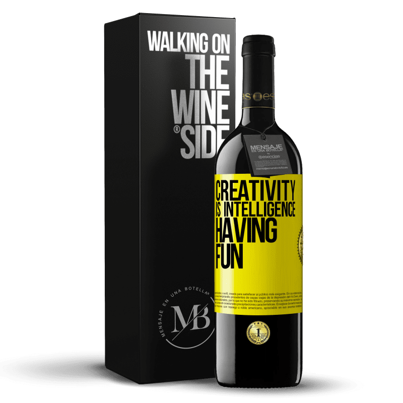 39,95 € Free Shipping | Red Wine RED Edition MBE Reserve Creativity is intelligence having fun Yellow Label. Customizable label Reserve 12 Months Harvest 2016 Tempranillo