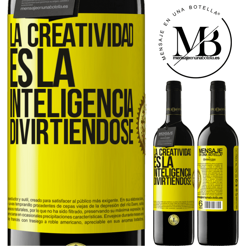 39,95 € Envío gratis | Vino Tinto Edición RED MBE Reserva La creatividad es la inteligencia divirtiéndose Etiqueta Amarilla. Etiqueta personalizable Reserva 12 Meses Cosecha 2014 Tempranillo