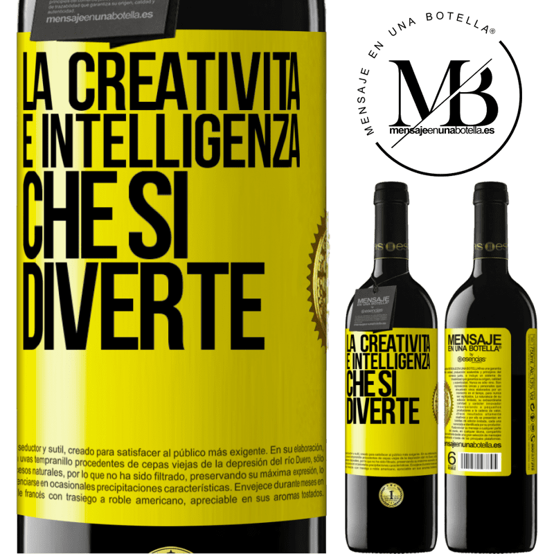 39,95 € Spedizione Gratuita | Vino rosso Edizione RED MBE Riserva La creatività è intelligenza che si diverte Etichetta Gialla. Etichetta personalizzabile Riserva 12 Mesi Raccogliere 2014 Tempranillo