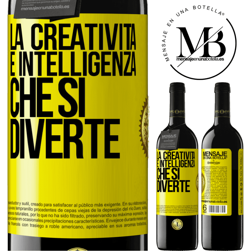 39,95 € Spedizione Gratuita | Vino rosso Edizione RED MBE Riserva La creatività è intelligenza che si diverte Etichetta Gialla. Etichetta personalizzabile Riserva 12 Mesi Raccogliere 2016 Tempranillo