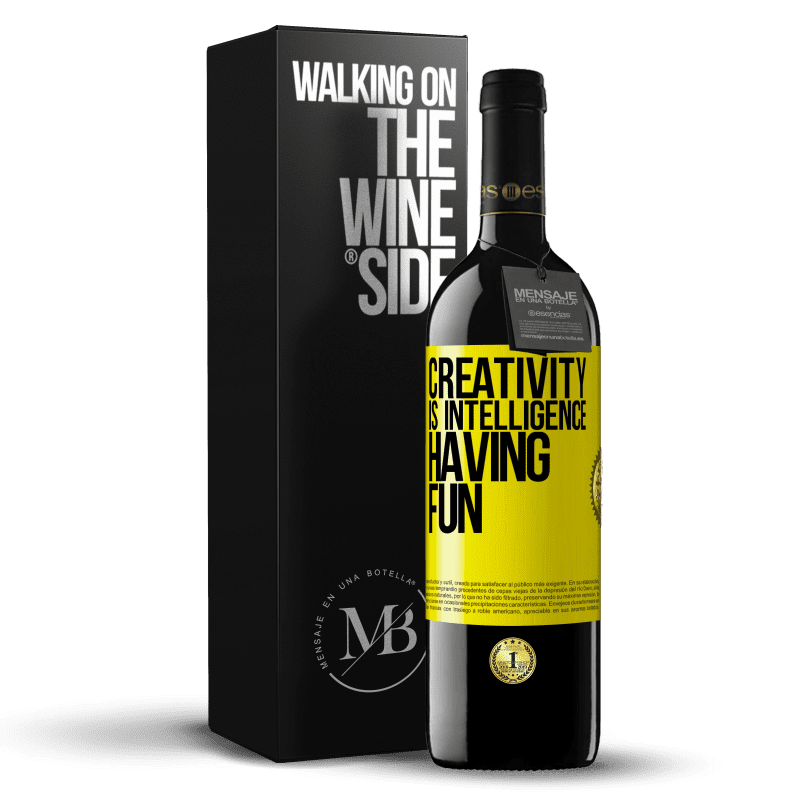 39,95 € Free Shipping | Red Wine RED Edition MBE Reserve Creativity is intelligence having fun Yellow Label. Customizable label Reserve 12 Months Harvest 2014 Tempranillo