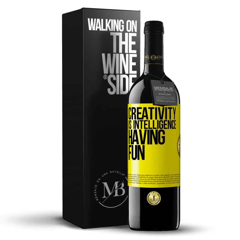 39,95 € Free Shipping | Red Wine RED Edition MBE Reserve Creativity is intelligence having fun Yellow Label. Customizable label Reserve 12 Months Harvest 2015 Tempranillo