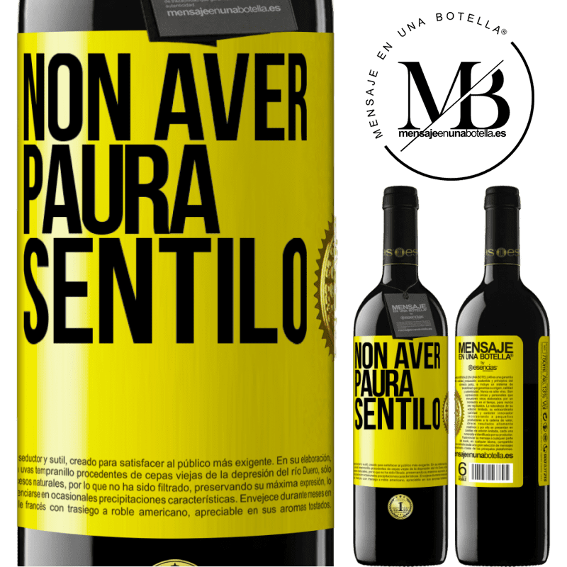 39,95 € Spedizione Gratuita | Vino rosso Edizione RED MBE Riserva Non aver paura, sentilo Etichetta Gialla. Etichetta personalizzabile Riserva 12 Mesi Raccogliere 2014 Tempranillo