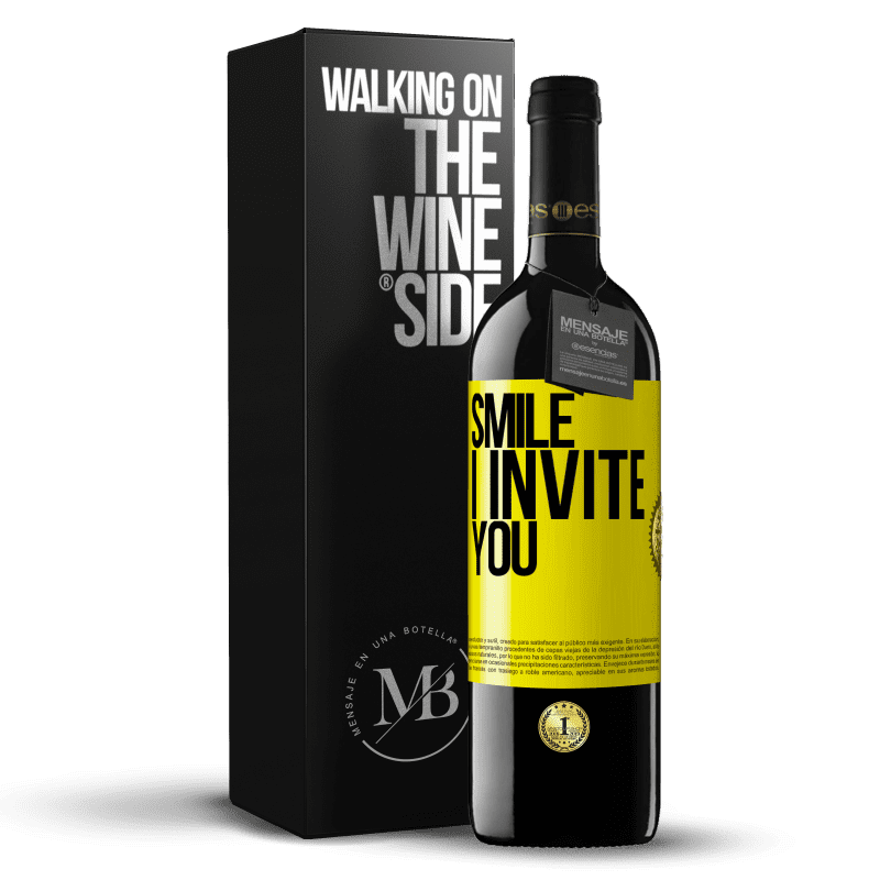 39,95 € Free Shipping | Red Wine RED Edition MBE Reserve Smile I invite you Yellow Label. Customizable label Reserve 12 Months Harvest 2014 Tempranillo