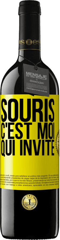 Envoi gratuit | Vin rouge Édition RED MBE Réserve Souris, c'est moi qui invite Étiquette Jaune. Étiquette personnalisable Réserve 12 Mois Récolte 2014 Tempranillo