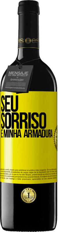 39,95 € | Vinho tinto Edição RED MBE Reserva Seu sorriso é minha armadura Etiqueta Amarela. Etiqueta personalizável Reserva 12 Meses Colheita 2015 Tempranillo