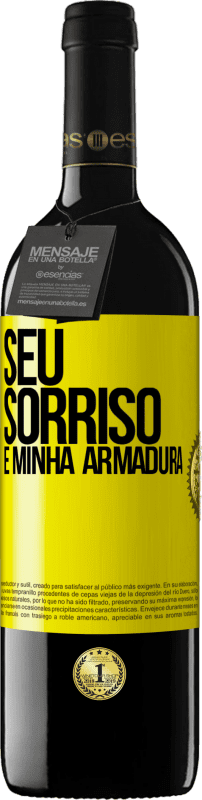 39,95 € Envio grátis | Vinho tinto Edição RED MBE Reserva Seu sorriso é minha armadura Etiqueta Amarela. Etiqueta personalizável Reserva 12 Meses Colheita 2016 Tempranillo