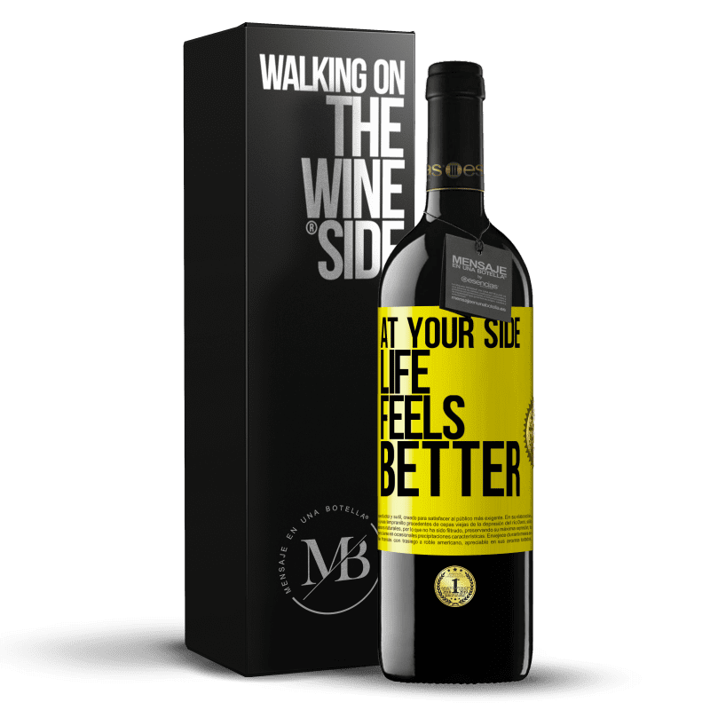39,95 € Free Shipping | Red Wine RED Edition MBE Reserve At your side life feels better Yellow Label. Customizable label Reserve 12 Months Harvest 2014 Tempranillo