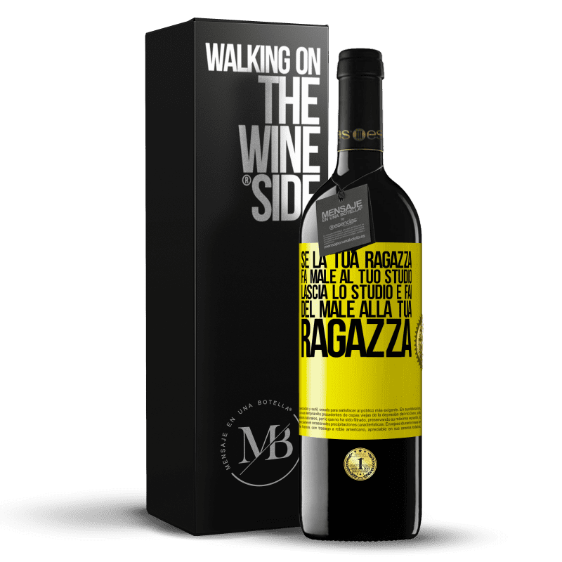 39,95 € Spedizione Gratuita | Vino rosso Edizione RED MBE Riserva Se la tua ragazza fa male al tuo studio, lascia lo studio e fai del male alla tua ragazza Etichetta Gialla. Etichetta personalizzabile Riserva 12 Mesi Raccogliere 2016 Tempranillo