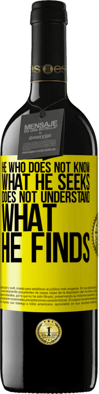 39,95 € Free Shipping | Red Wine RED Edition MBE Reserve He who does not know what he seeks, does not understand what he finds Yellow Label. Customizable label Reserve 12 Months Harvest 2016 Tempranillo