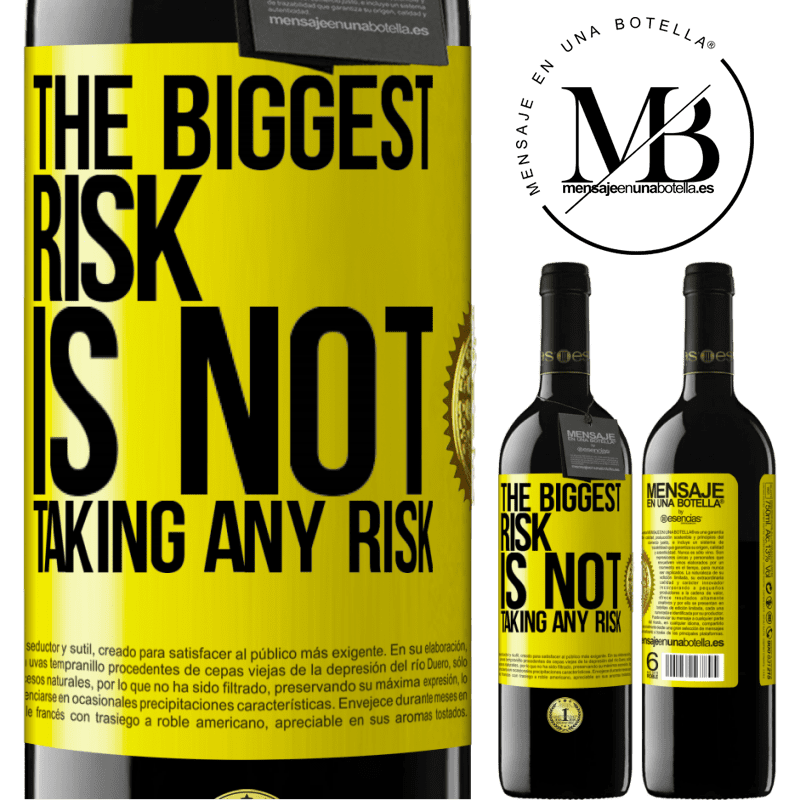 24,95 € Free Shipping | Red Wine RED Edition Crianza 6 Months The biggest risk is not taking any risk Yellow Label. Customizable label Aging in oak barrels 6 Months Harvest 2019 Tempranillo
