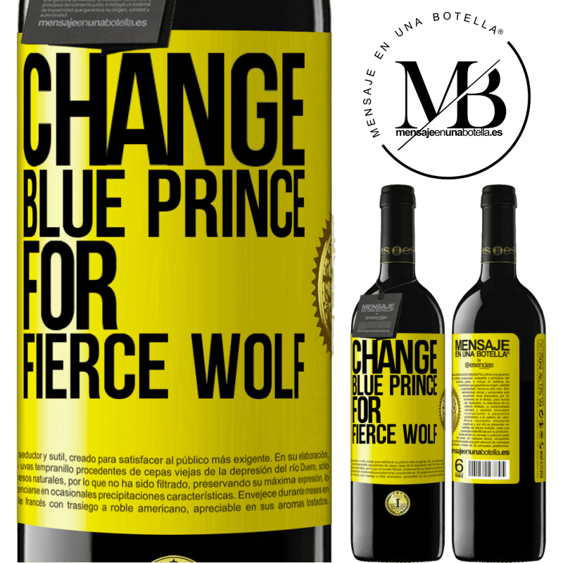 39,95 € Free Shipping | Red Wine RED Edition MBE Reserve Change blue prince for fierce wolf Yellow Label. Customizable label Reserve 12 Months Harvest 2014 Tempranillo
